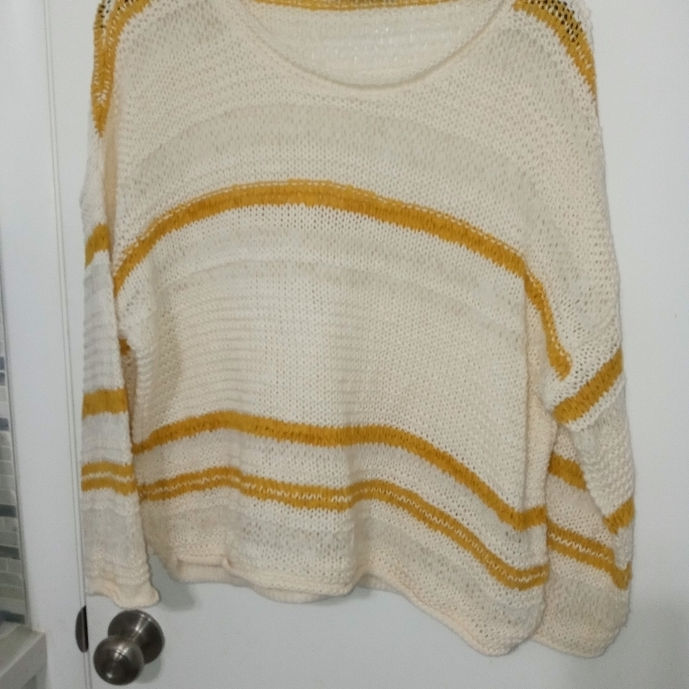 Stradiverus Long Sleeve Slouchy Stretchy Loose open Weave Boho Striped Sweater